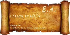 Erlich Arián névjegykártya